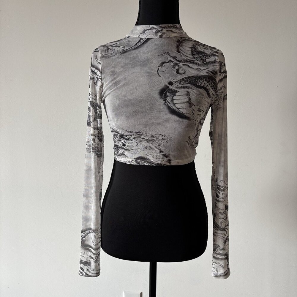 Baddieville Womens Fairy Grunge Y2K‎ Sheer Mesh Top Size Small Edgy Rocker Punk